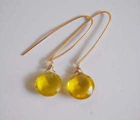 AAA Madeira Quartz coin briolette long drop earrings