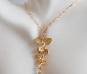 Gorgeous Lemon quartz heart briolette and Orchid flower charm necklace