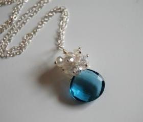 London blue quartz and moonstone necklace