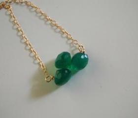 Emerald green quartz onion briolette necklace