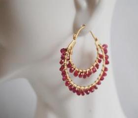 Gorgeous Rhodolite double hoop earrings