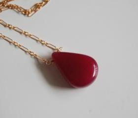 Smooth Ruby necklace with gold filled chain