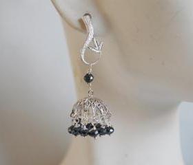 Blue Black Spinel small Chandelier earrings