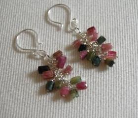 Multi tourmaline dangle earrings