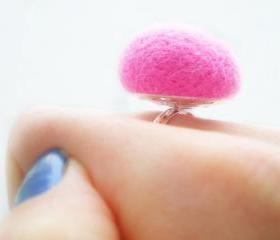 Pastel Pink Ring - Needle Felted Baby Pink Ring