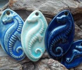 Seahorse stoneware clay pendant
