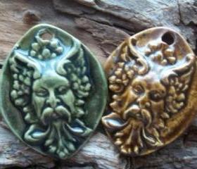 Greenman Stoneware clay pendant