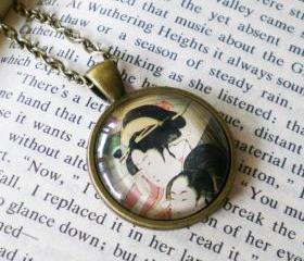 Japanese Ukiyoe Necklace, Japanese Girls, Japanese Style Pendant Necklace