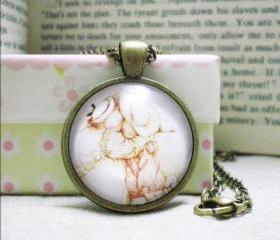 Friends Necklace, Glass Cabochon Necklace, Friends, Image Cabochon Necklace, 1 inch