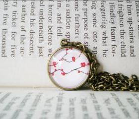 Tree Necklace, Cabochon Jewelry Handmade with Printed Image, Artsy Necklace