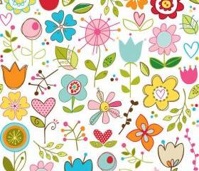 Sunny Happy Skies Fabric Large Floral on White from Riley Blake Designs