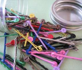 Multi Colored Hair Pins in a Glass Jar - 100 Pieces - Crafting and Jewelry Supplies by ZARDENIA