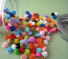 Mini Roses in a Glass Jar - 150 Pieces - Crafting and Jewelry Supplies by ZARDENIA - Great Crafting Gift