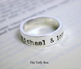Wide Sterling Silver Hand Stamped Band Ring