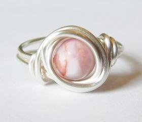 Silver and Pink Jasper Ring