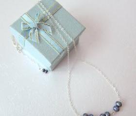 Dancing Noir Fairies - Fresh Water Pearls, 925 Silver Chain