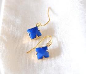 Blue Diamond Dangle Earrings