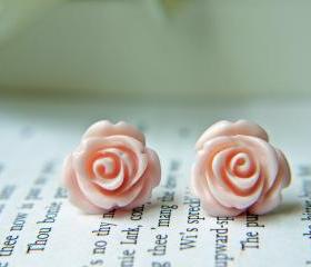 Pale Pink Rose Titanium Earrings. Titanium Posts. Hypoallergenic. Bridesmaid Earrings. Wedding Jewelry