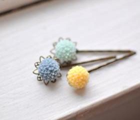 Mellow Spring Bouquet. Floral Bobby Pin Hairpins