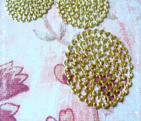4 Brass Vintage Filigree Connectors Beads, Lead Free, Round, 48mm, Hole: 2mm