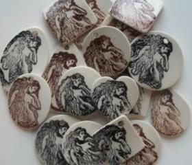 Mermaid Handmade ceramic stoneware pendant
