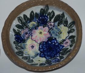 Stoneware Bowl with Flowers