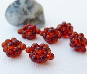 Red small Beaded Beads Lampwork Style Topaz (8) Jewelry Making Supplies. 