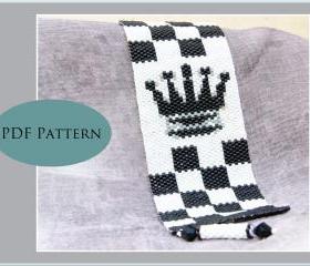 Black Queen Peyote Bracelet / Cuff - PDF Pattern for Personal Use Only