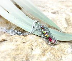 Boho chic minimalist wire crochet pendant. Bridesmade gift idea.Spring fashion jewelry.