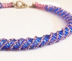 Boho Chic Sapphire Blue Amethyst Spiral Choker. Mother day gift idea. Statement jewelry