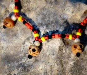 African Tribal skull necklace. Halloween Voodoo
