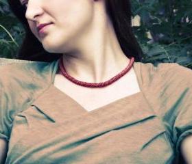 Red snake choker style necklace. January fashion jewelry Ready to ship.