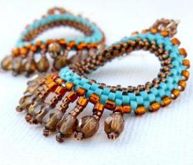 Pocahontas Native American Beaded Chandelier Earrings. Southwest. Indian tribal