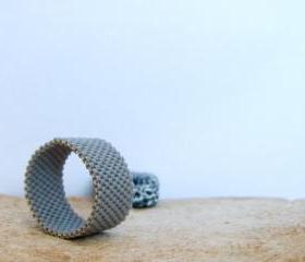 Unisex minimalist custom ring. Bead woven band. Gift idea under 25 