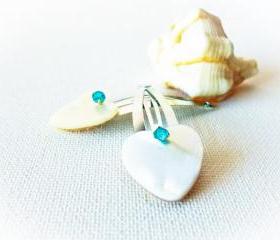 Love Hearts Valentine day gift blue crystal hair clip. Hair accessories for women and teens. Rustic Wedding Bridesmade Shabby chic style