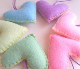 Home/Party/Wedding Hearts Decorations - Pastel, pale - Set of 6 - Ornaments/favors/decor/gifts