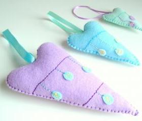 Easter Hearts Decoration - Set of 3 - Easter Eggs pastel Hearts - Ornaments/favors/decor