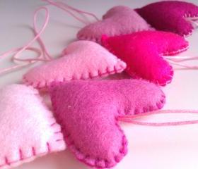 Wedding Hearts Decorations - Pink shades - Set of 6 - Ornaments/favors/decor/gifts