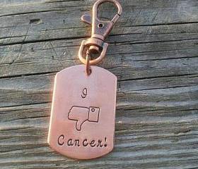 I hate cancer key chain - hand stamped