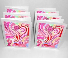 6 Blank Greeting Cards: Blossoming Love