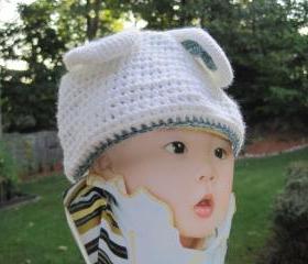 Crochet BUNNY hat, white (H12)