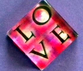 Magnet - LOVE - 1 Inch Glass Square - Valentine's Day