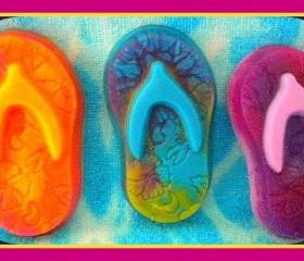 Soap - Tie Dye Flip Flop Soap - You Choose Colors and Scent - Stocking Stuffers, Party Favors