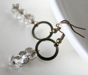 simply silver - earrings - crystal rondelles silver grey antique bronze light elegant