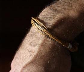 for him - metal and waxed cotton - men and unisex bracelet - ochre earth tone - other custom colors