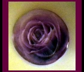 Magnet - Purple Rose - Meaning "Love at First Sight" - 1 Inch Glass Circle - Valentine's Day