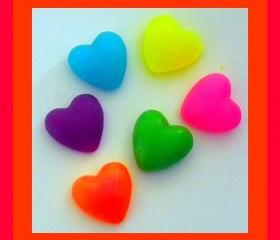 Soap - Puffy Hearts in Neon Colors - 12 Soaps - Valentine's Day, Weddings, Party Favors, Bridal Showers