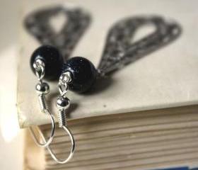 blue sunsitara earrings - sun sitara and filigree - stone and metal - blue night stars universe