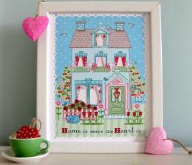 'Home is Where the Heart Is' A4 Unframed Print