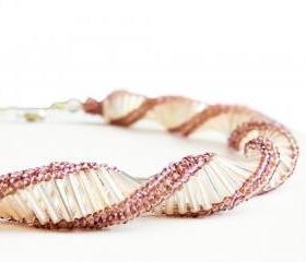 Amethyst crystal Statement Choker. Beadwoven necklace Rustic wedding. February trends